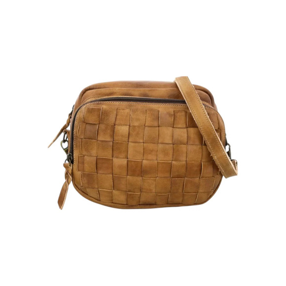 BED STU Handbags - BED STU Women's Front Woven Leather Joshebed Crossbody Tan Rustic